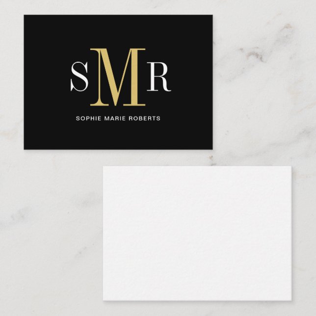 Cartão De Notas Nome moderno das iniciais monográficas de três let (Frente/Verso)