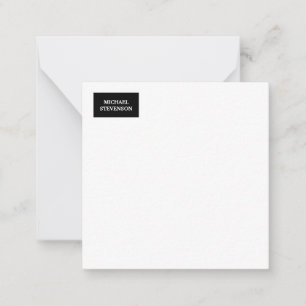 Cartão De Notas Nome Moderno Simples Simples de Branco Preto