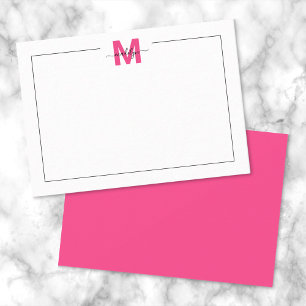 Cartão De Notas Nome Monograma Black Pink Script