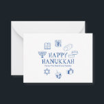 Cartão De Notas Nome personalizado branco azul de Hanukkah feliz<br><div class="desc">Feliz Hanukkah,  personalize o cartão de saudação do nome da família. Feliz Hanukkah,  Feliz Chanukah,  Hanukkah Sameach!,  Chag Sameach!,  Chag Urim Sameach! Azul e branco</div>