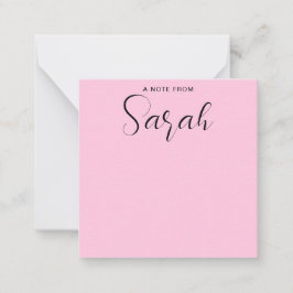 Cartão De Notas Nome Personalizado Caligrafia Rosa Menina