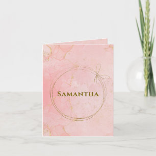 Cartão De Notas Nome personalizado cor-de-rosa e Dourado dobrado