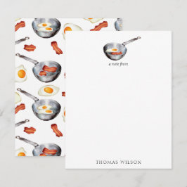 Cartão De Notas Nome Personalizado de Comida de Bacon e Ovos do Ca