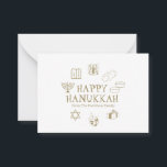 Cartão De Notas Nome personalizado de ouro branco para Hanukkah fe<br><div class="desc">Feliz Hanukkah,  personalize o cartão de saudação do nome da família. Feliz Hanukkah,  Feliz Chanukah,  Hanukkah Sameach!,  Chag Sameach!,  Chag Urim Sameach!</div>