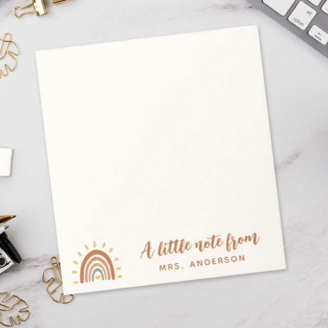 Cartão De Notas Nome personalizado do professor moderno Boho Rainb (Criador carregado)