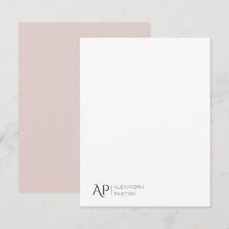 Cartão De Notas Nome Personalizado do Rosa de Pastel Elegante Pess