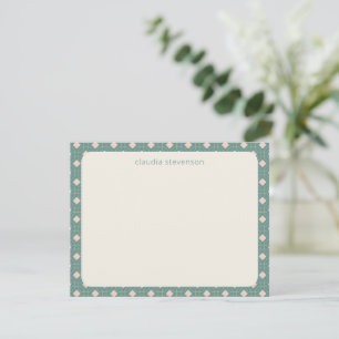 Cartão De Notas Nome Personalizado Geométrico Art Deco em Verde Ág