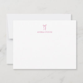 Cartão De Notas Nome Personalizado Laço Rosa