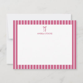 Cartão De Notas Nome Personalizado Laço Rosa