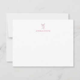 Cartão De Notas Nome Personalizado Laço Rosa