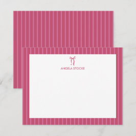 Cartão De Notas Nome Personalizado Laço Rosa