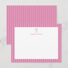 Cartão De Notas Nome Personalizado Laço Rosa