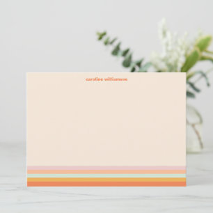 Cartão De Notas Nome Personalizado Listras Coloridas Retro Pastel