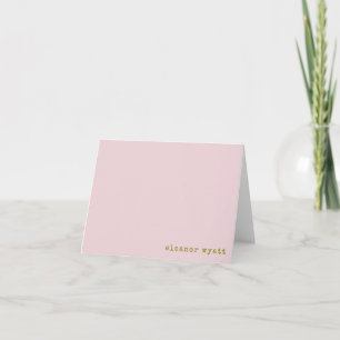 Cartão De Notas Nome Personalizado Minimalista Rosa Pastel Retro
