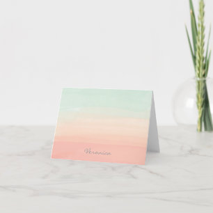 Cartão De Notas Nome Personalizado: Ponto de Pêssego Pastel Waterc