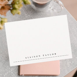 Cartão De Notas Nome Personalizado Preto Simples Elegante