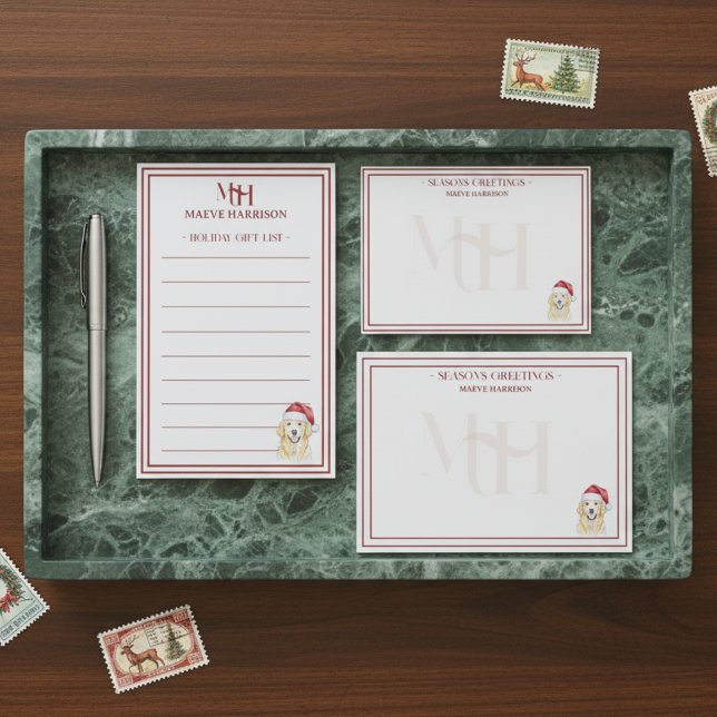 Cartão De Notas Nome Personalizado Retriever de Chapéu de Papai No (Shop the full collection at Doodle Dogs & Co. on Zazzle!)