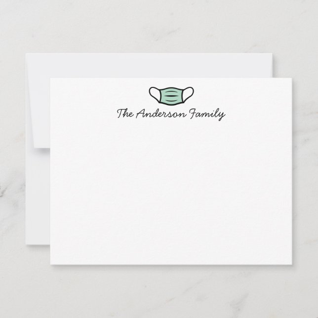 Cartão De Notas Nome Personalizado Rosto Máscara Roteiro Médico Mé (Frente)