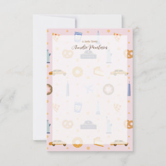 Cartão De Notas Nome Personalizado Tão Rosa Adorável NYC-Themed
