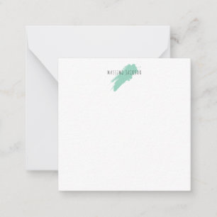 Cartão De Notas Nome Próprio Decorativo Chic Simples Azul Branco
