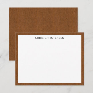 Cartão De Notas Nome || Quadro de Borda de Estampa de Denim Bronze