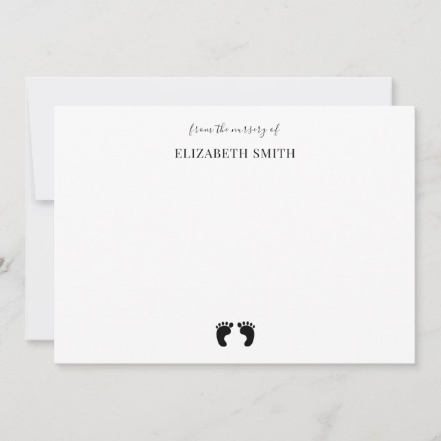 Cartão De Notas Nome simples e personalizado de pés de bebê chá de (Frente)