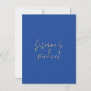 Cartão De Notas Nomes de Casal de Caligrafia Chic Adorável Azul e 