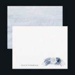 Cartão De Notas Nomes de Cheio Elegante Floral Azul ou Nomes de Ca<br><div class="desc">Cartões de notas românticos empoeirados de flores azuis</div>