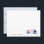 Cartão De Notas Nomes de Cheio Elegente Floral Azul Cor-de-Rosa ou<br><div class="desc">Cartões de notas românticos empoeirados de flores azuis</div>