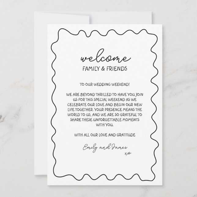 Cartão De Notas Nota de Boas-vindas do Casamento de Destino Desenh (Frente)