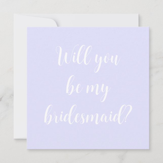 Cartão De Notas Nota de Bridesmaid Púrpura Pastel Periwinkle (Frente)
