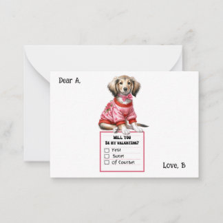 Cartão De Notas Nota de São Valentim de Dachshund Personalizável