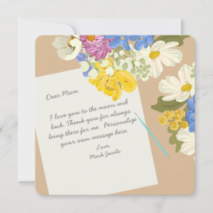 Cartão De Notas Nota Pessoal de Amor Floral para Mãe