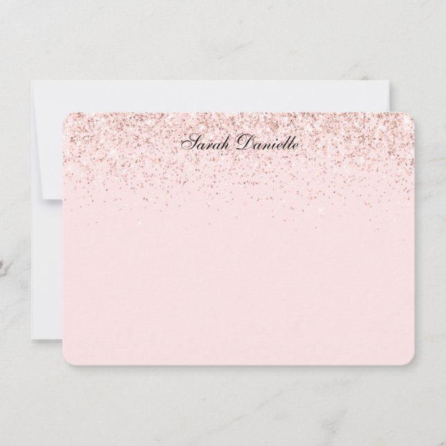 Cartão De Notas Nota Plana Personalizada Confetti de Confetti Rosa (Frente)