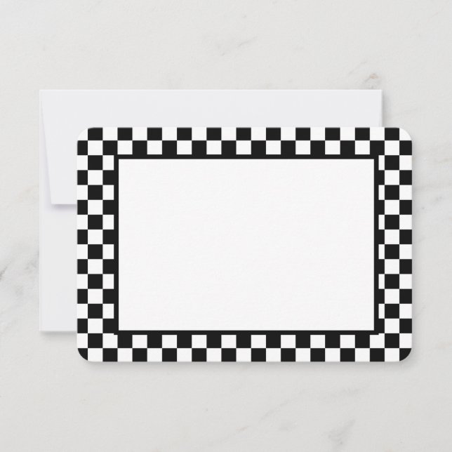 Cartão De Notas Note Card-Black & White Checkers (Frente)