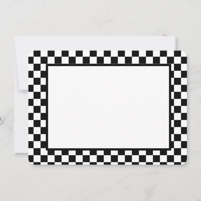 Cartão De Notas Note Card-Black & White Checkers (Frente)
