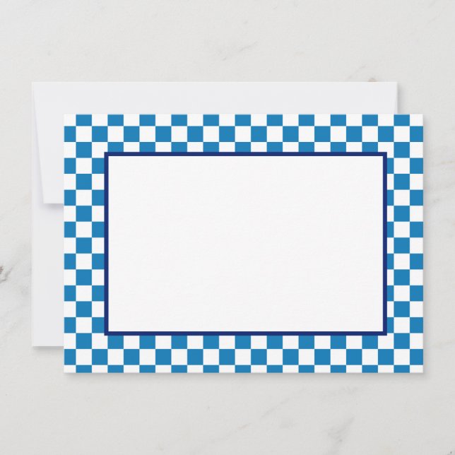 Cartão De Notas Note Card-Blue & White Checkers (Frente)