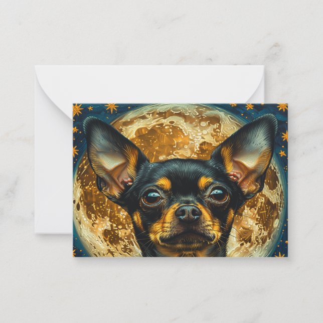Cartão De Notas Notecard Cachorro Puppy Chihuahua Negro (Frente)