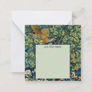 CARTÃO DE NOTAS NOTECARD COM WILLIAM MORRIS "PHEASANT" DESIGN
