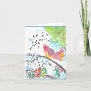Cartão De Notas Notecard de Arte Cristã de Aves Whimsical