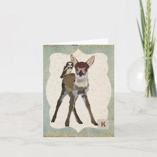 Cartão De Notas Notecard de monograma FAWN & OWL