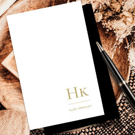 Cartão De Notas Notecard Elegante Negra Elegante Monograma Social 