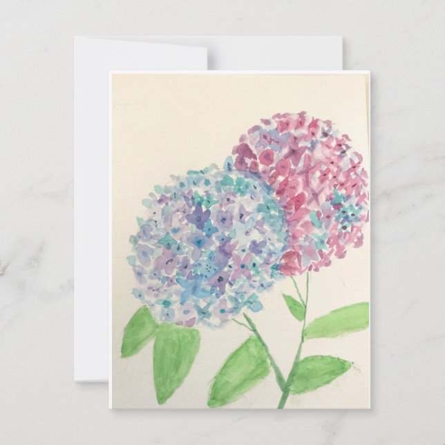 Cartão De Notas Notecard Hydrangea Watercolor (Frente)