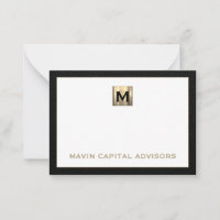 Notecard Luxe Black e Dourada Monograma