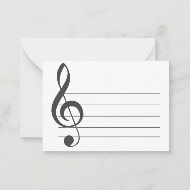 Cartão De Notas Notecard Musical Limpo Treble do Funcionarios de M (Frente)
