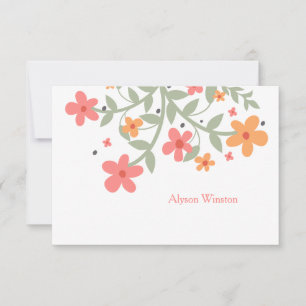 Cartão De Notas Notecard Personalizada de Flores Doce