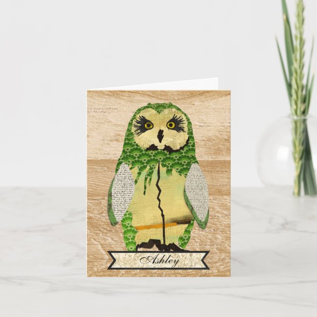 Cartão De Notas Notecard Personalizada de Jade Owl Gypsy (Frente)