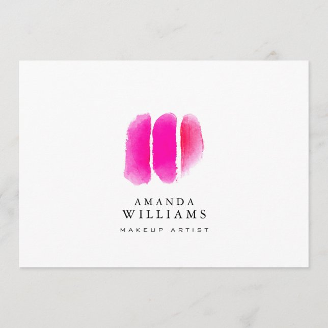 Cartão De Notas Notecard plano de maquilhagem de aquarela rosa (Frente)