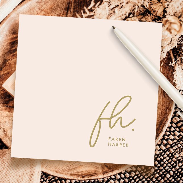 Cartão De Notas Notecard social de Blush Chic de Script Simples Mo (Criador carregado)