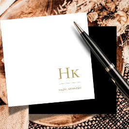 Cartão De Notas Notecard social Elegante simples monograma Dourado